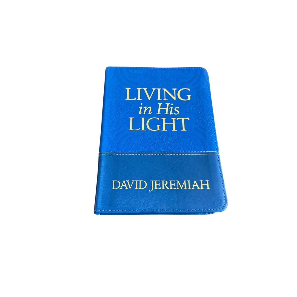 David Jeremiah Living in His Light Devotional Blue Faux‎ Leather Embossed